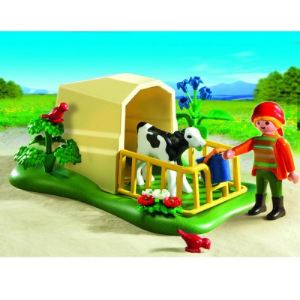 Playmobil 5124 - Abri avec veau et fermière