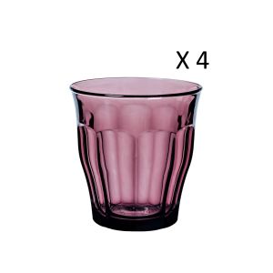 Duralex Collection Le Picardie|Verre à eau,jus, soda Couleur Prune 25 cl | Lot de 4 pièces | Verre ultra résistant aux rayures, Compatible Micro-ondes et Lave-Vaisselle, Made in France