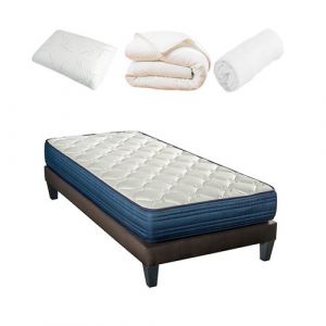 BELLECOUR LITERIE Pack Pr&ecirc;t &agrave; dormir Quinconces II 1 personne Matelas M&eacute;moire de forme + Sommier + Accessoires