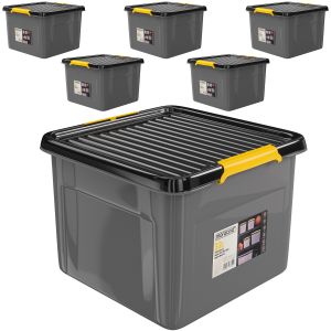 Monzana Lot de 6 bo&icirc;tes de rangement Gris/Anthracite 39x39x26cm empilables