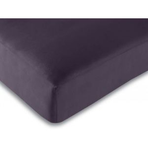 Image de Drap housse - MATIN CALIN - 140 x 190 cm - Prune - Coton - Bonnet 25 cm