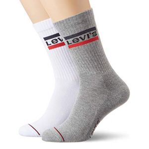 Levi's Lot de 2 paires de chaussettes hautes Blanc + Gris - Taille 43/46