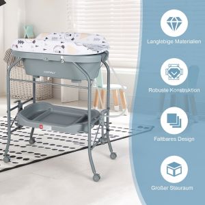 Coast Baby - table à langer avec baignoire table à langer portable avec support PVC gris