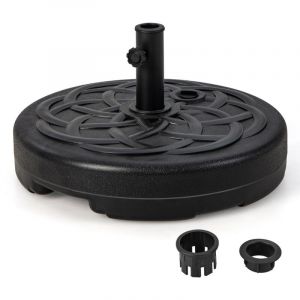 Pied de parasol lourd pour parasol diamètre 38 et 48 mm socle parasol extérieur en hdpe rempli de 39kg sable/ 23 litres eau 56 x 30 cm 20_0009075