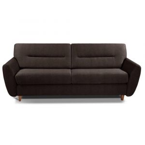 Image de Inside75 Canapé convertible système express COPENHAGUE en microfibre marron Couchage 120cm matelas 15cm