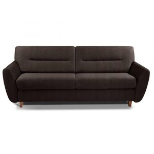 Image de Inside75 Canapé convertible système express COPENHAGUE en microfibre marron Couchage 120cm matelas 15cm