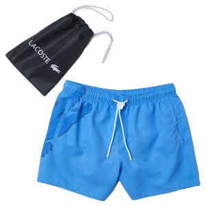 Lacoste Short de bain léger imprimé crocodile avec boxer résille Taille XL Bleu