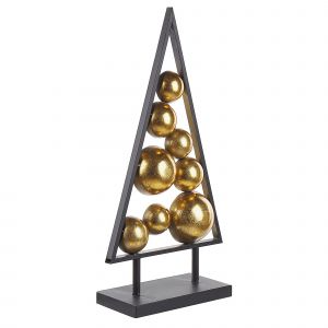 Beliani Statuette déco sapin de Noël noir et doré 65 cm RANUA