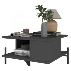 Table Basse Rectangle Pieds M&eacute;tal Noire 52 cm - L 51.5 x l 44.5 x H 26 cm