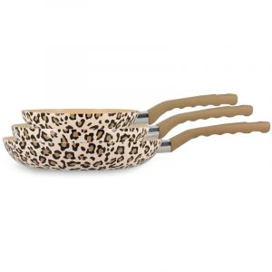 Menastyl Set 3 poêles en aluminium recyclé, LEOPARD