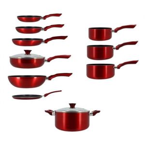 Menastyl Set 12 pieces cerise induction en aluminium