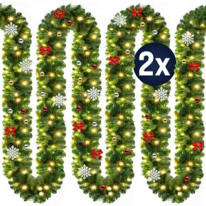 2x Guirlande de Noël lumineuse 5m en sapin artificiel 80LED