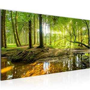 Runa art Tableau D&eacute;coration Murale Paysage de la For&ecirc;t 100x40 cm - 1 Panneau Deco Toile Pr&ecirc;t &agrave; Accrocher 611712a