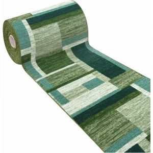 Emmevi FAKIRO DIS_38 Tapis de cuisine bordé de couleurs accès, antidérapant, lavable, 50 x 115 cm, vert
