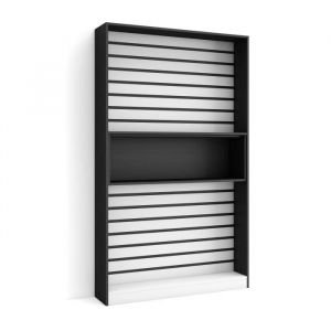 Skraut Home - Étagère Bibliothèque, Étagère de Rangement, 110x186x25cm, Salon Salle à manger Bureau, Salon, Bureau, Style moderne, Blanc et noir