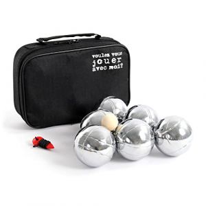 Toboli Pétanque Set 6 Boules en Métal Boules But en Bois Sport Loisir Extérieur