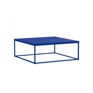 Oviala Table basse carrée moderne L90 cm bleu foncé