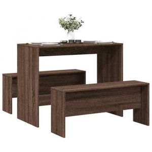 VidaXL Ensemble table &agrave; manger et bancs 3 pcs bois d'ing&eacute;nierie