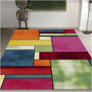 Unamourdetapis UN AMOUR DE TAPIS - BRILLANCE GEO - Tapis Moderne Design à Carreaux - Plusieurs Couleurs et Tailles Disponibles 140x200 Multicolore