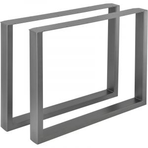 [en casa] Set de 2 pieds de table Pied de meuble Rectangulaire Pied de table à manger Avec protecteur de sol et accessoires de montage Métal revêtu