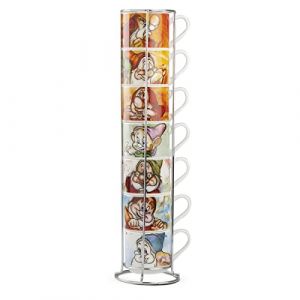 Egan Lot de 7 tasses &agrave; caf&eacute; sept nains + Metalrack