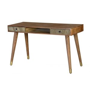 Decoration D ’ Autrefois - Console 2 Tiroirs Bois, Bronze Marron 130x50x76cm - Bois-Bronze - Marron