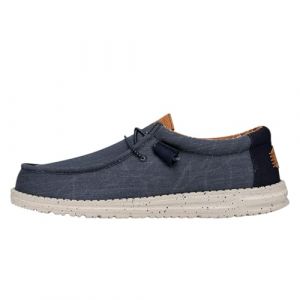 Dude Hey Wally Washed Canvas Chaussures Bateau pour Homme Bleu 40296-410