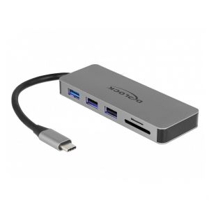 Delock Hub USB 3.0 Type-C 3 Ports USB-A , 1 HDMI, 1 microSD, 1 SDHC/SDXC, 1 Port USB-C avec Power Delivery 87 W
