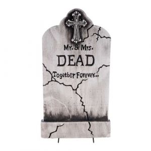 Pierre tombale couple mort polystyrène 53cm gris - générique 22258