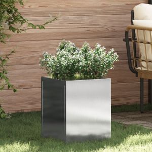 VidaXL Cache-Pot De Jardin Argenté 50 X 32 X 40 Cm Acier Inoxydable