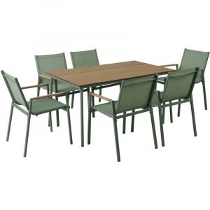 Oviala Ensemble table de jardin ovale 200x110 cm et 6 chaises vert
