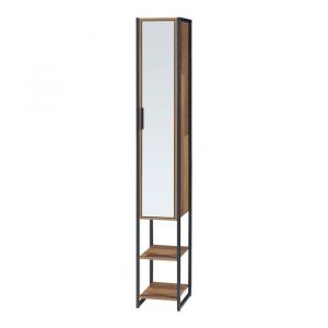 Meuble colonne de salle de bain 160 x 24 x 30 cm effet noyer noir