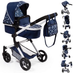 Image de Bayer Design Poussette pour poupée combinée Neo Vario bleu coeurs