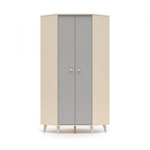 Armoire d'angle 2 portes Alycia Beige et Gris