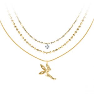 Collier f&eacute;e par So Charm orn&eacute;e de cristaux Swarovski BS065-SN022-CRYS+B2385-DORE+B2382-DORE-10001-CRYS