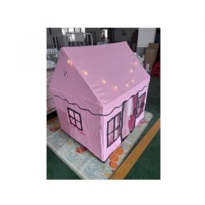 COSTWAY Tente de Jeux pour 3 4 Enfants, Guirlandes L ineuses Étoiles, Tapis en Velours Corail Lavable,121 x 101 x 138 CM Rose