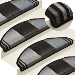 VidaXL Tapis d'escalier autoadhésifs 10 pcs 65x25 cm Noir et gris
