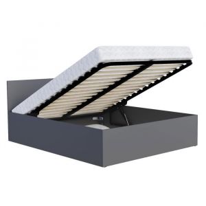 Lit Panama 120x200 + coffre - Sommier inclus Gris - Gris
