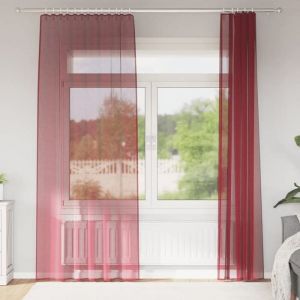 VidaXL Rideaux en voile avec passe-tringles 2 pcs rouge bordeaux