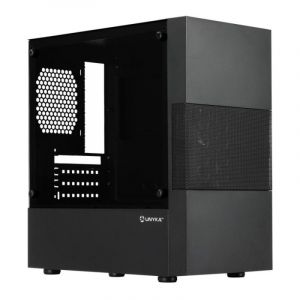 Boîtier Micro ATX UNYKAch Aero C25 avec alimentation ATX 500W, panneau latéral en verre trempé, 4 baies et support carte graphique 390 mm, noir