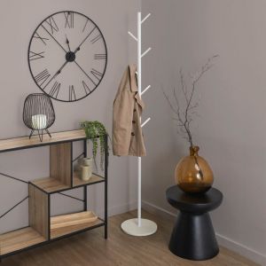 The home deco factory HOME DECO FACTORY, HD0442, Portemanteau Design Moderne Blanc, idéal pour Manteaux et Accessoires, Robuste et Facile à Installer, Parfait pour entrée ou Bureau, Taille 27x173x27 cm, Couleur Blanche