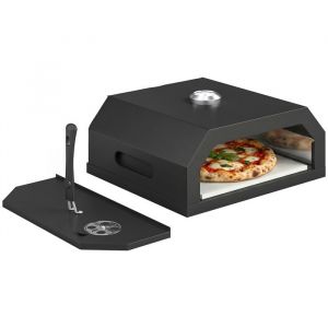 Image de Outsunny Four &agrave; pizza - avec Pierre en Cordi&eacute;rite et Thermom&egrave;tre, Ventilation R&eacute;glable, Poign&eacute;e Isol&eacute;e - 53 x 40 x 18,5 cm - noir