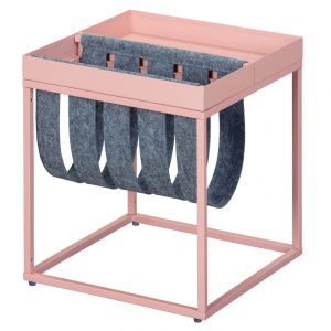 Stacio - Table d'Appoint Rose avec Porte-Brochure - Rose