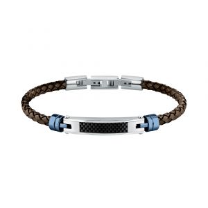 Morellato Bracelet pour homme en Acier serti de cuir - 0.014 g - taille : 19.51.5CM - SQH60