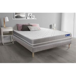 Ensemble matelas M&eacute;moire de forme ACTIMEMO TOUCH 200x200 3zones de confort + sommier KIT gris