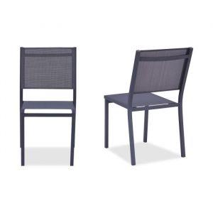 Image de Lot de 2 chaises en aluminium - 48 x 56 x 87 cm - Gris