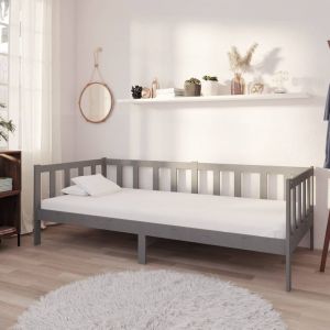 VidaXL Lit avec matelas 90x200 cm Bois de pin massif Gris