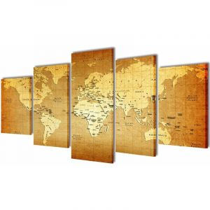VidaXL Set de toiles murales imprimées Carte du monde 200 x 100 cm