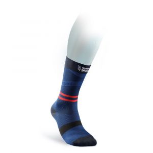 Thuasne Chaussettes de Compression Mi-Mollet Running Sport UP ACTIV- Compression Dégressive de la Cheville vers le Mollet - Fabriquées en France -Noir/Bleu foncé/Rouge, Taille 43-46 XL, Hauteur Normal