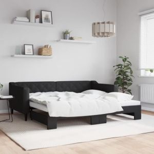 VidaXL Lit de jour avec lit gigogne noir 90x190 cm tissu